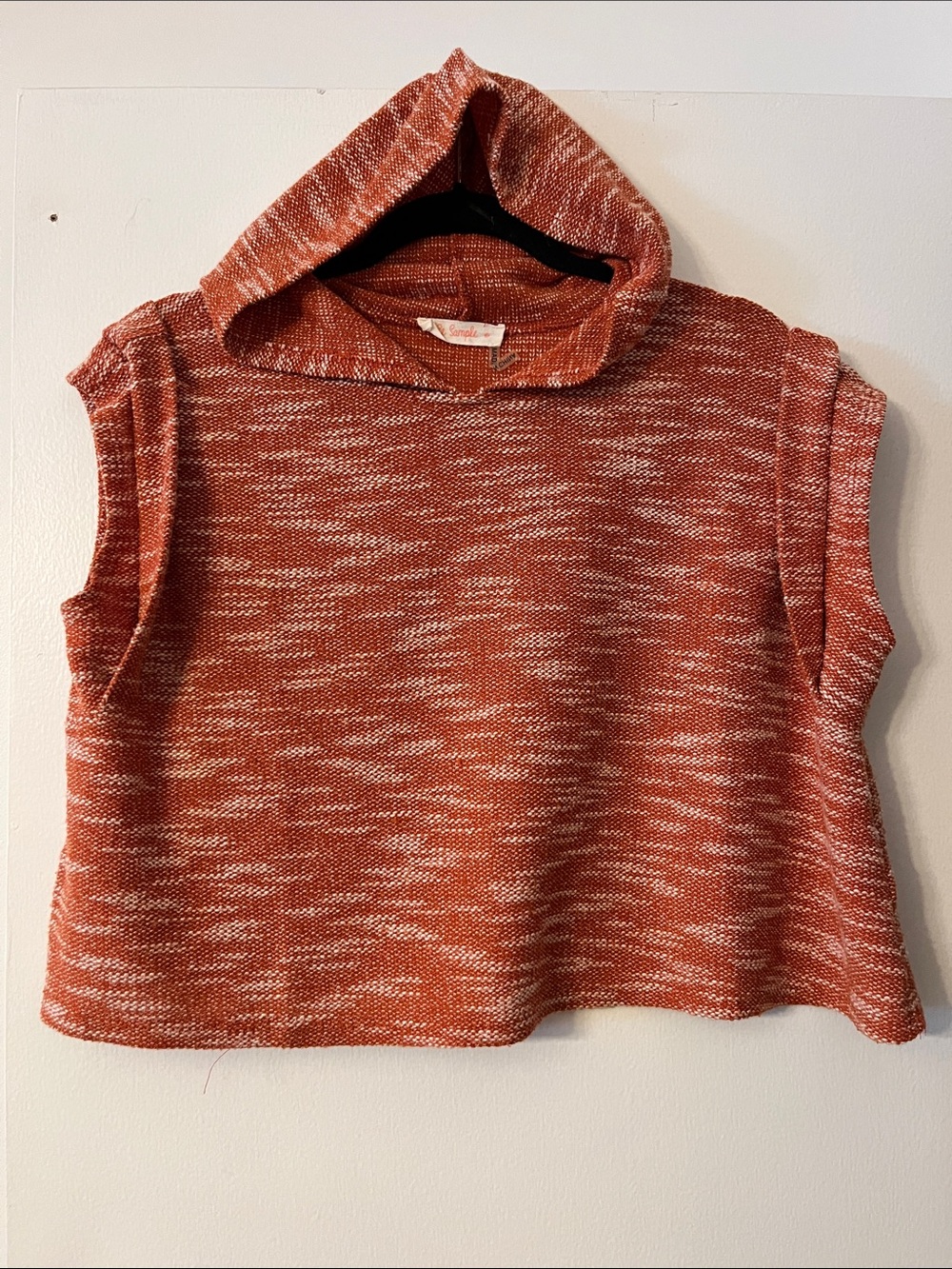 Sleeveless Hooded Crop Top - Rust Heather